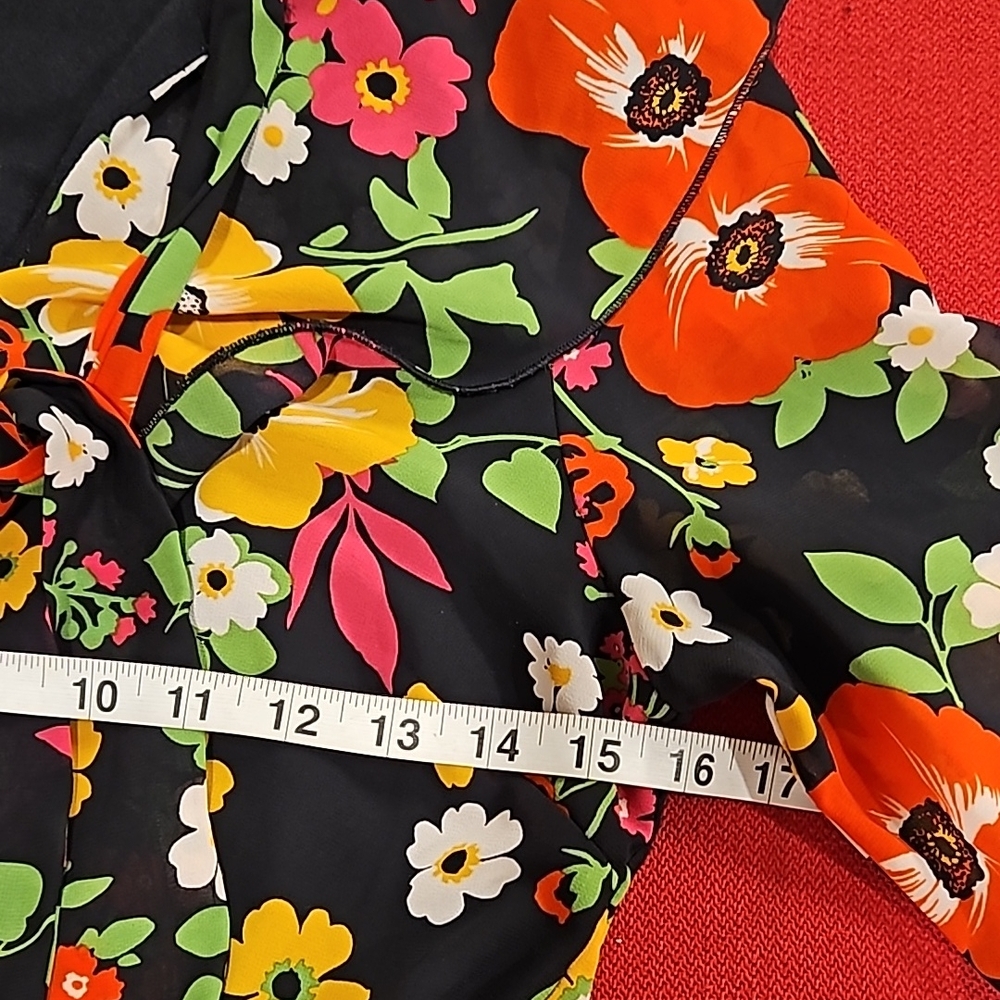 Twisted wunder floral print ruffled midi dress sz 6 tiered bell sleeves vibrant - Picture 4 of 12